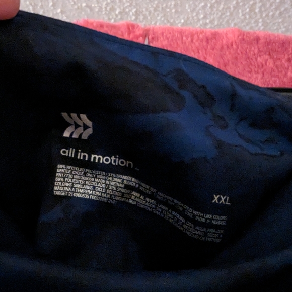 XXL High waist cropped leggings, blue & black print, NWT - Picture 4 of 6